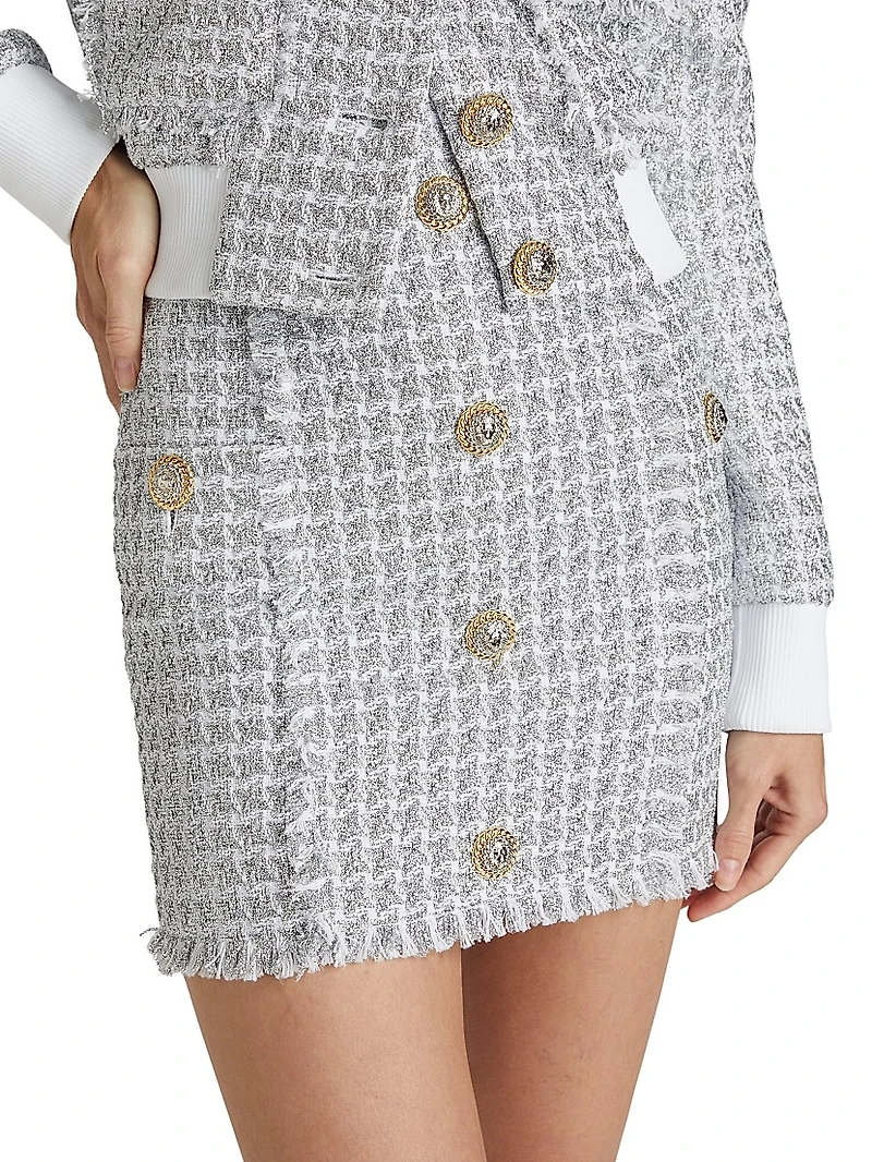 Buttoned Tweed Miniskirt