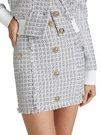 Buttoned Tweed Miniskirt