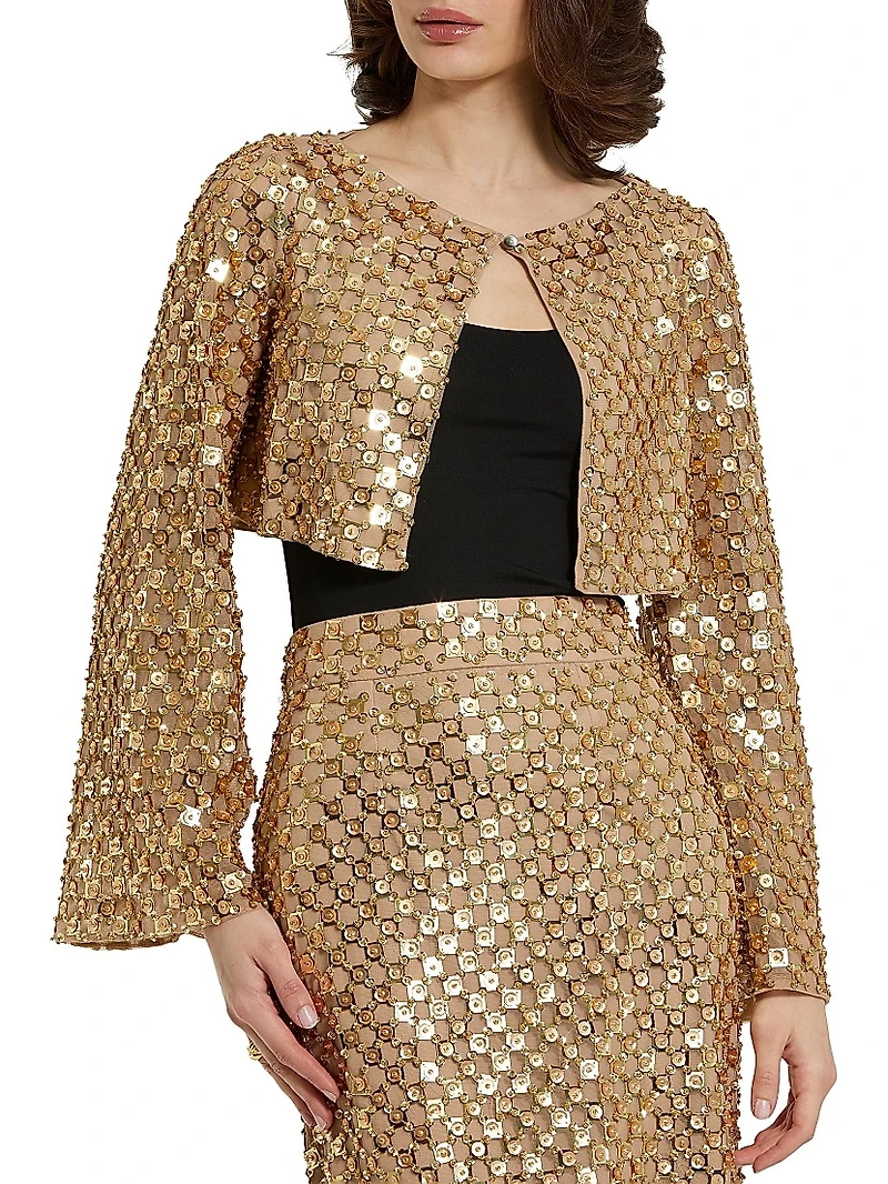 Embellished Georgette Crop Cardigan