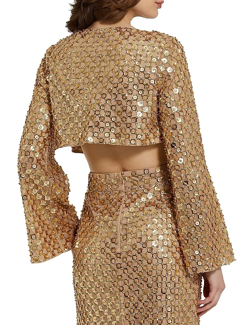 Embellished Georgette Crop Cardigan