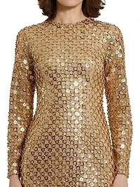 Embellished Mesh Sheath Midi-Dress