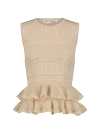 Ruffle High Neck Sleeveless Knit Top