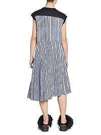Pieced Poplin & Jersey Midi-Dress