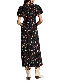 Floral Silk Crêpe Midi-Dress