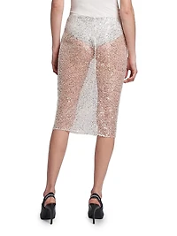 Sheer Sequin Midi-Skirt