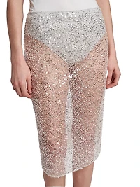 Sheer Sequin Midi-Skirt