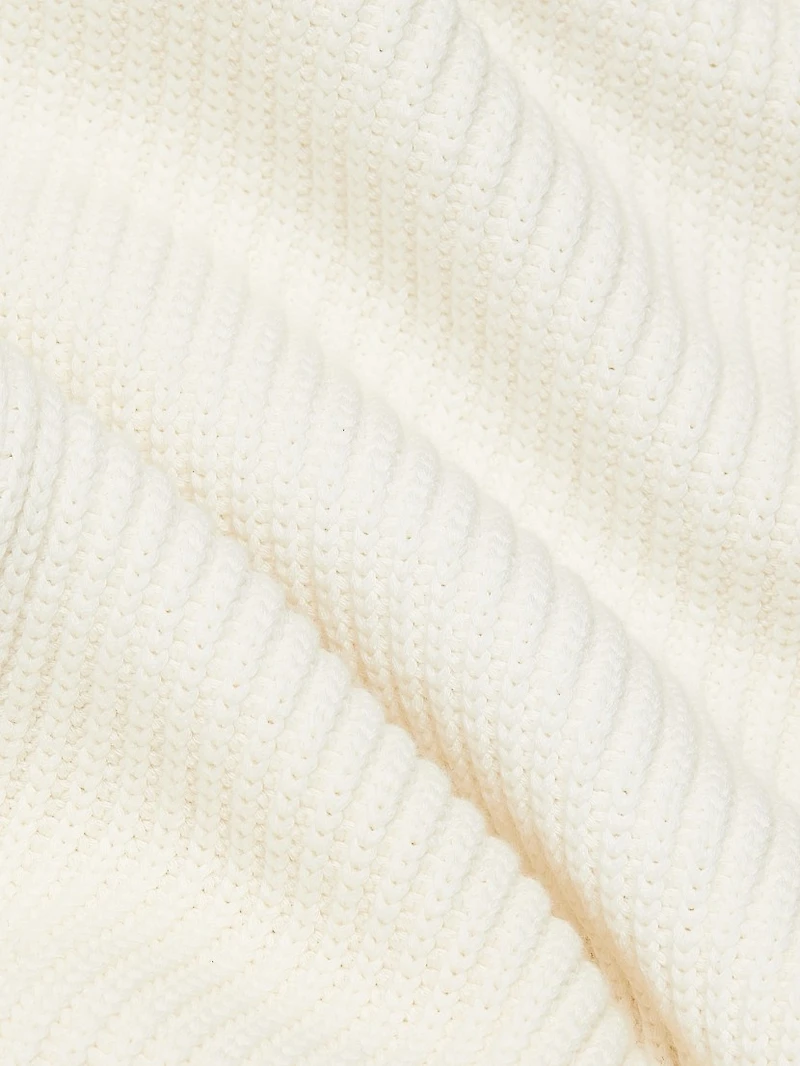Cotton-Blend Rib-Knit Zip-Front Sweater
