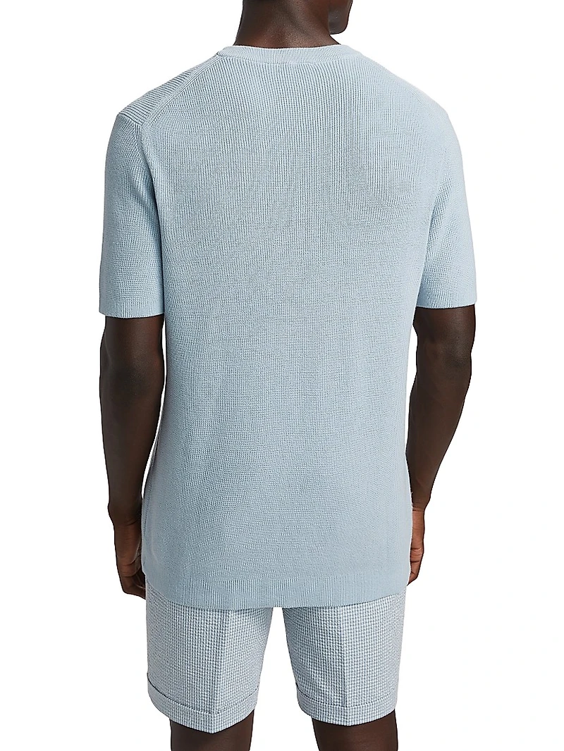 COLLECTION Rib-Knit Short-Sleeve Sweater