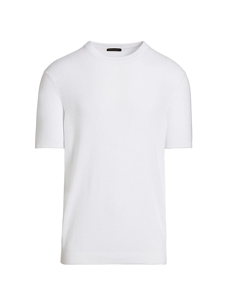 COLLECTION Rib-Knit Short-Sleeve Sweater