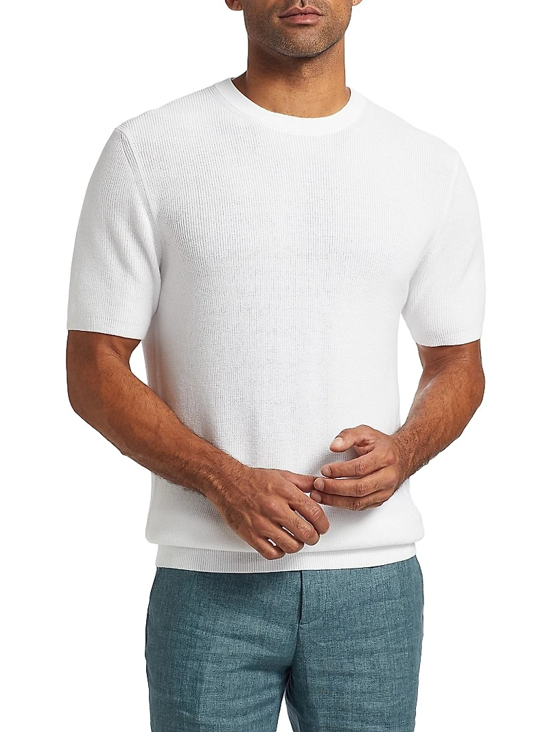 COLLECTION Rib-Knit Short-Sleeve Sweater