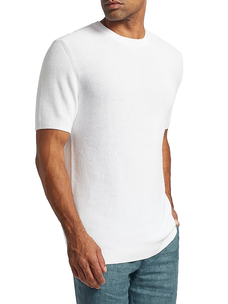 COLLECTION Rib-Knit Short-Sleeve Sweater