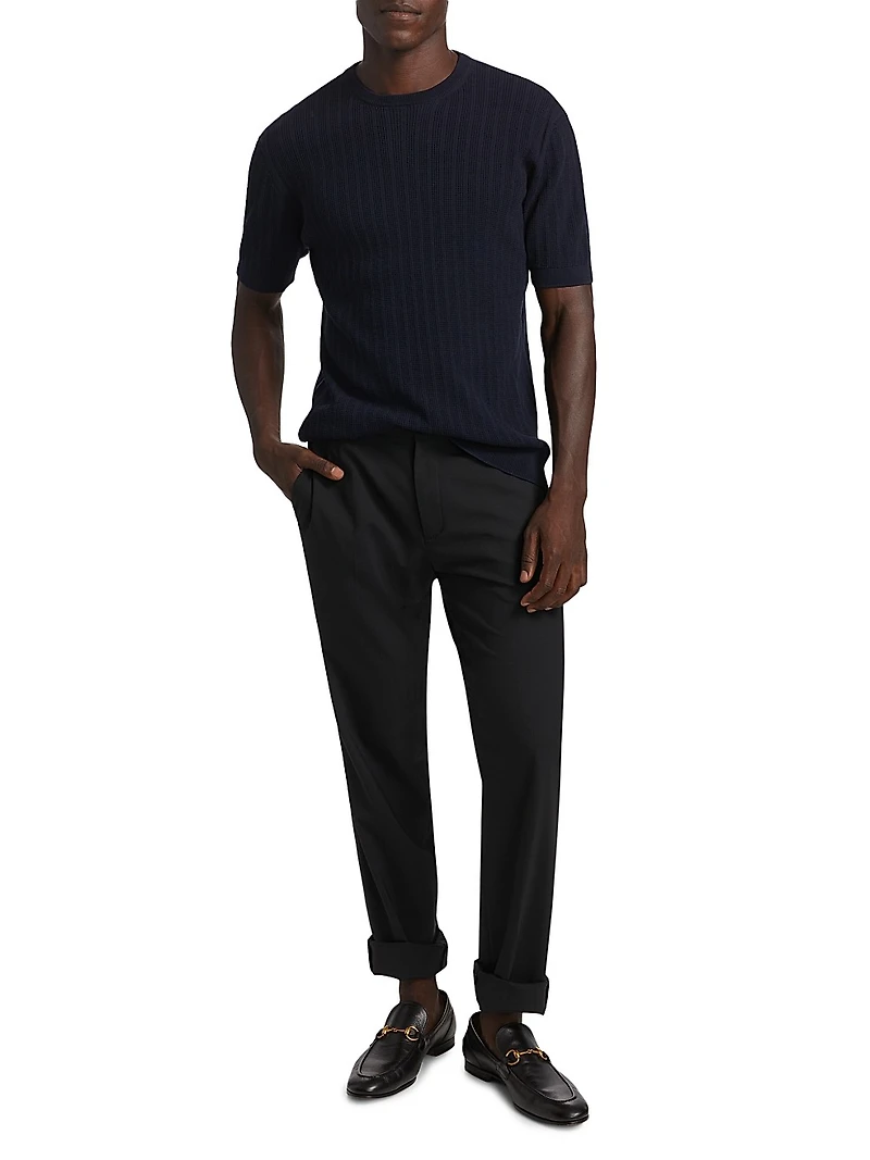 Waffle Crewneck Cotton T-Shirt