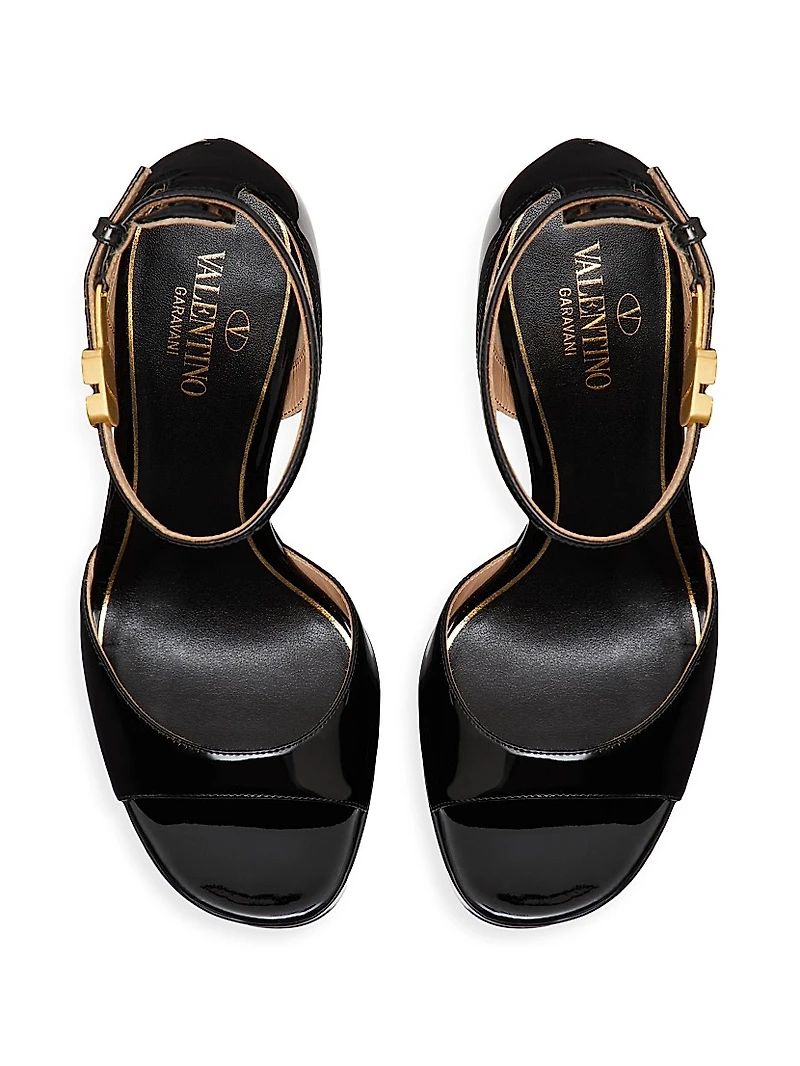 Rockstud Grainy Leather 100MM Ankle Strap Pump