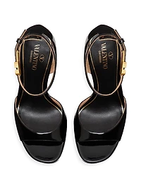 Rockstud Grainy Leather 100MM Ankle Strap Pump