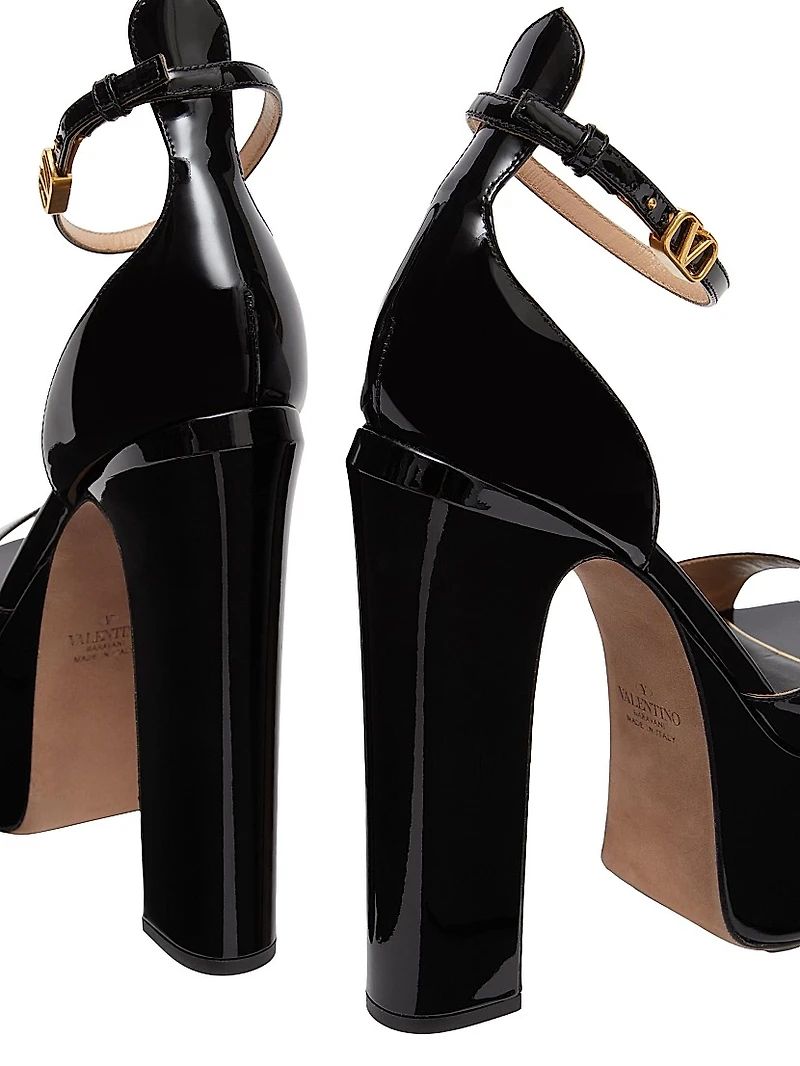 Rockstud Grainy Leather 100MM Ankle Strap Pump