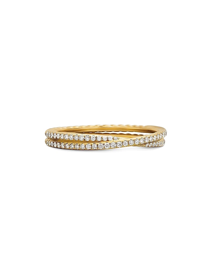 DY Crossover Micro Pavé Band Ring in 18K Yellow Gold