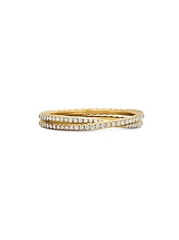 DY Crossover Micro Pavé Band Ring in 18K Yellow Gold