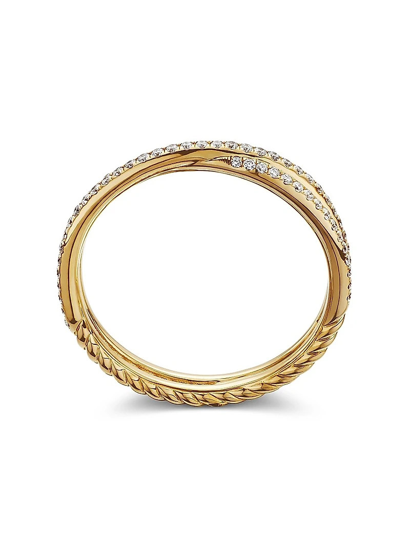 DY Crossover Micro Pavé Band Ring in 18K Yellow Gold