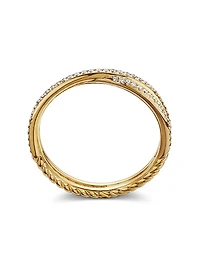 DY Crossover Micro Pavé Band Ring in 18K Yellow Gold