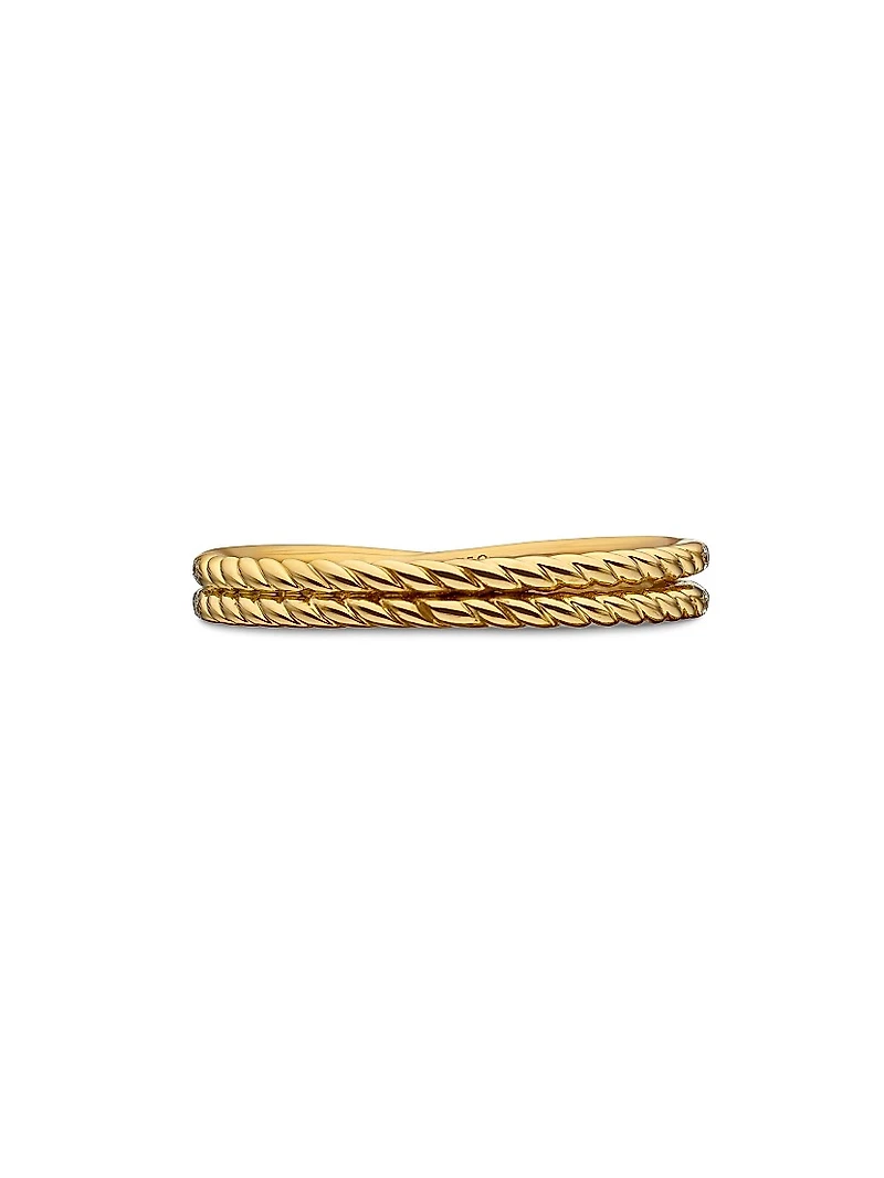 DY Crossover Micro Pavé Band Ring in 18K Yellow Gold