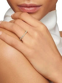DY Crossover Micro Pavé Band Ring in 18K Yellow Gold