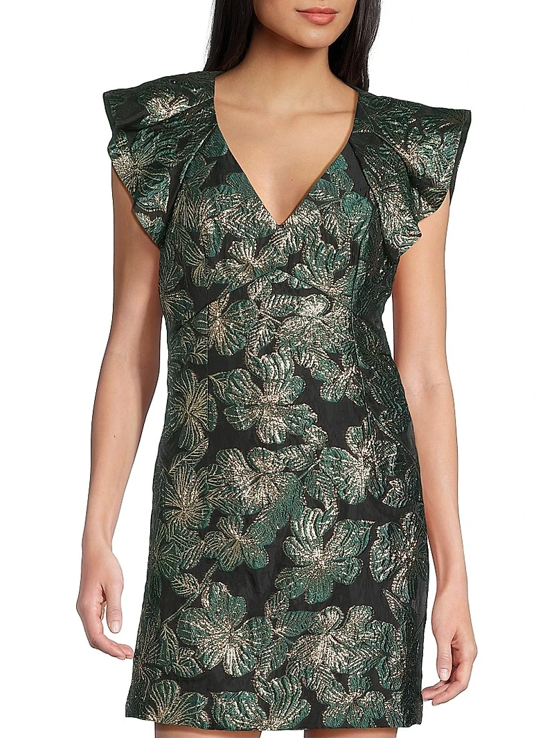 Kaida Brocade Shift Minidress