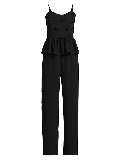 Luella Embellished Peplum Jumpsuit