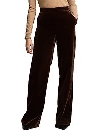 Stretch-Cotton Velvet Wide-Leg Pants