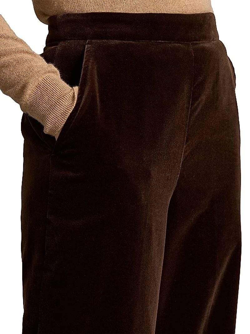 Stretch-Cotton Velvet Wide-Leg Pants