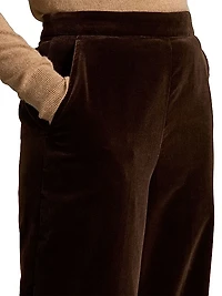 Stretch-Cotton Velvet Wide-Leg Pants