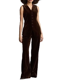 Stretch-Cotton Velvet Wide-Leg Pants
