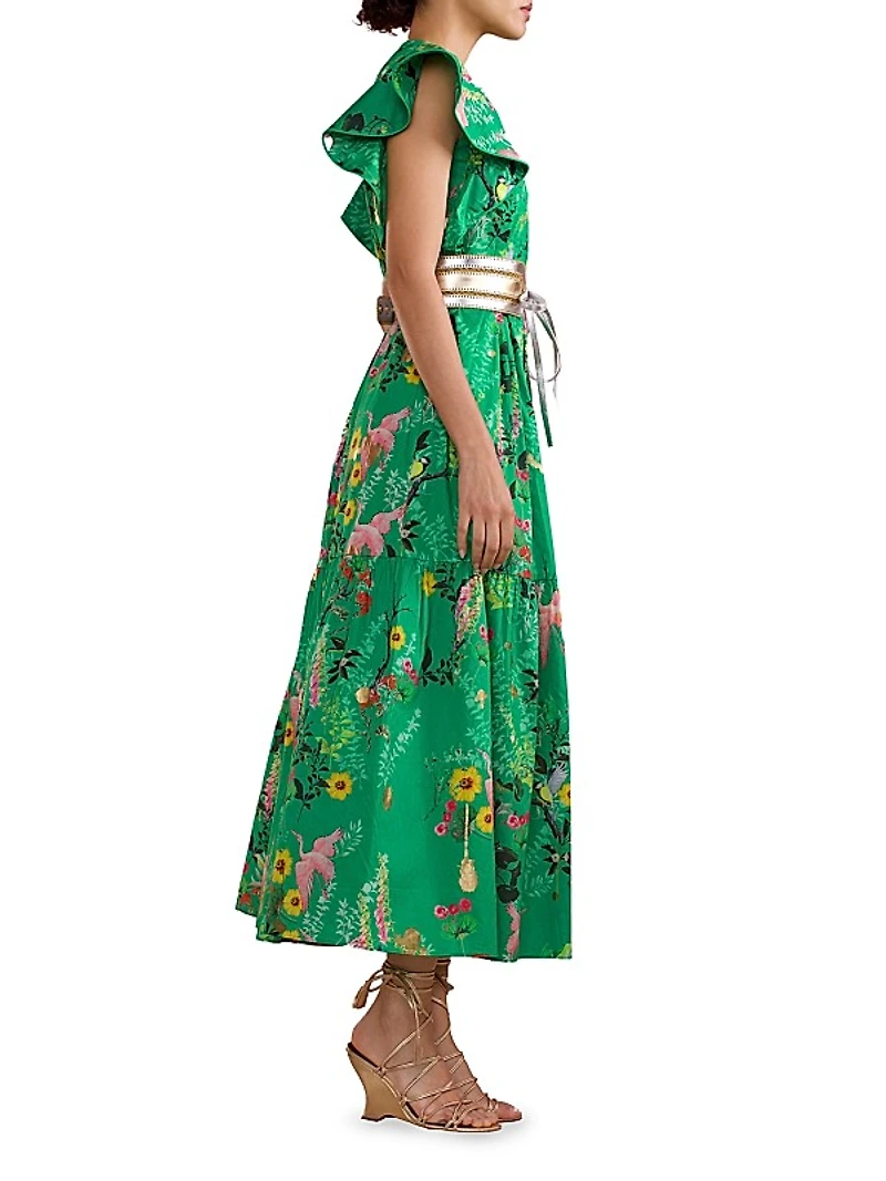 Nairobi Floral Cap-Sleeve Maxi Dress