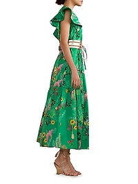 Nairobi Floral Cap-Sleeve Maxi Dress