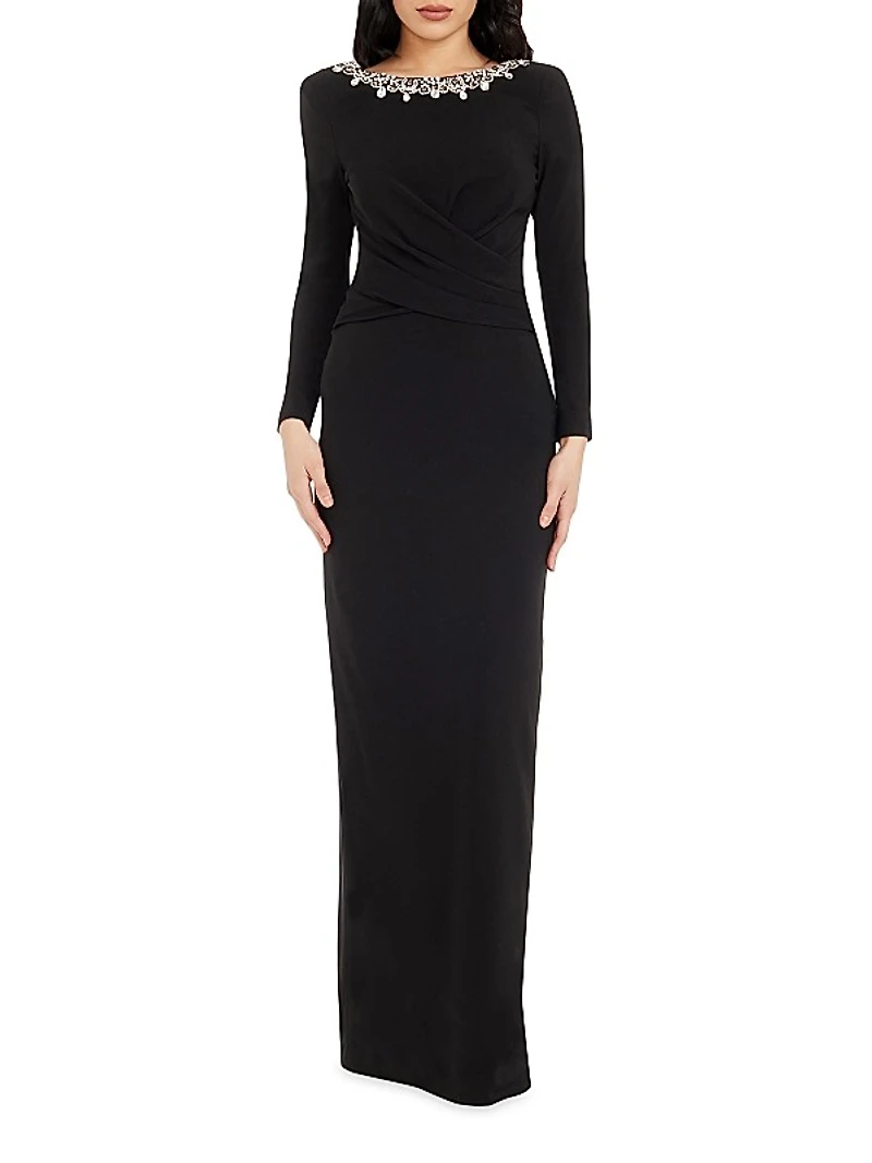Anne Embellished Wrap-Front Gown
