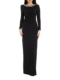 Anne Embellished Wrap-Front Gown