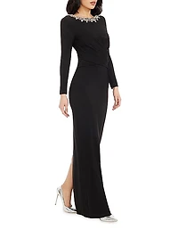 Anne Embellished Wrap-Front Gown