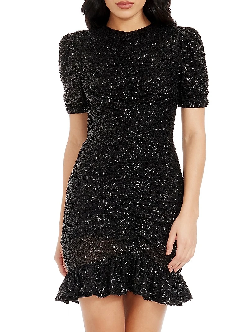 Chandler Sequin Ruffle Minidress