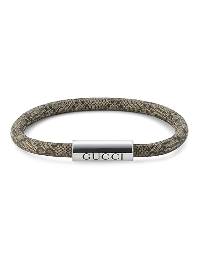 Trademark Canvas & Sterling Silver Logo Bracelet