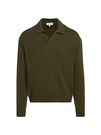 Wool-Silk Polo Sweater