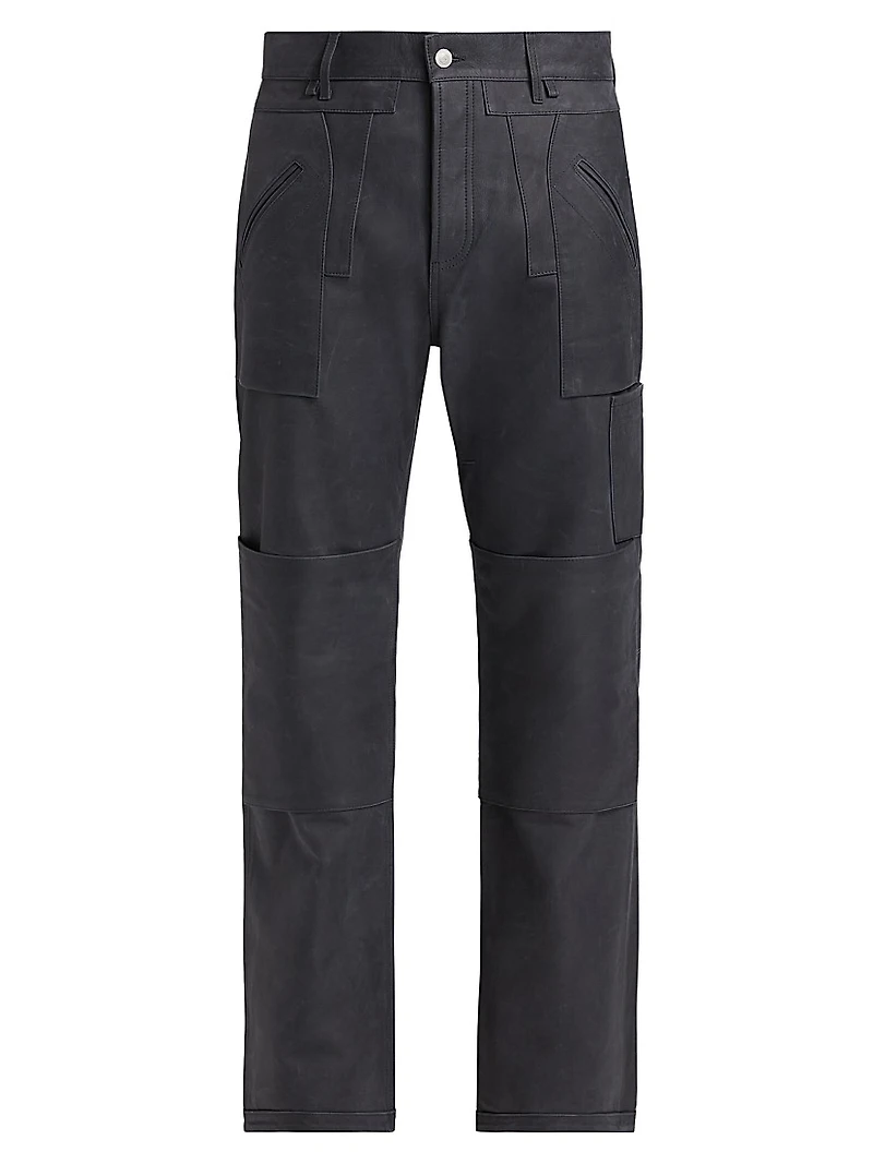 Leather Straight-Fit Utility Pants