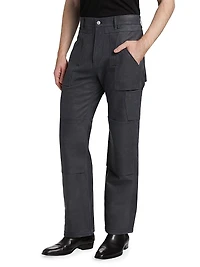 Leather Straight-Fit Utility Pants