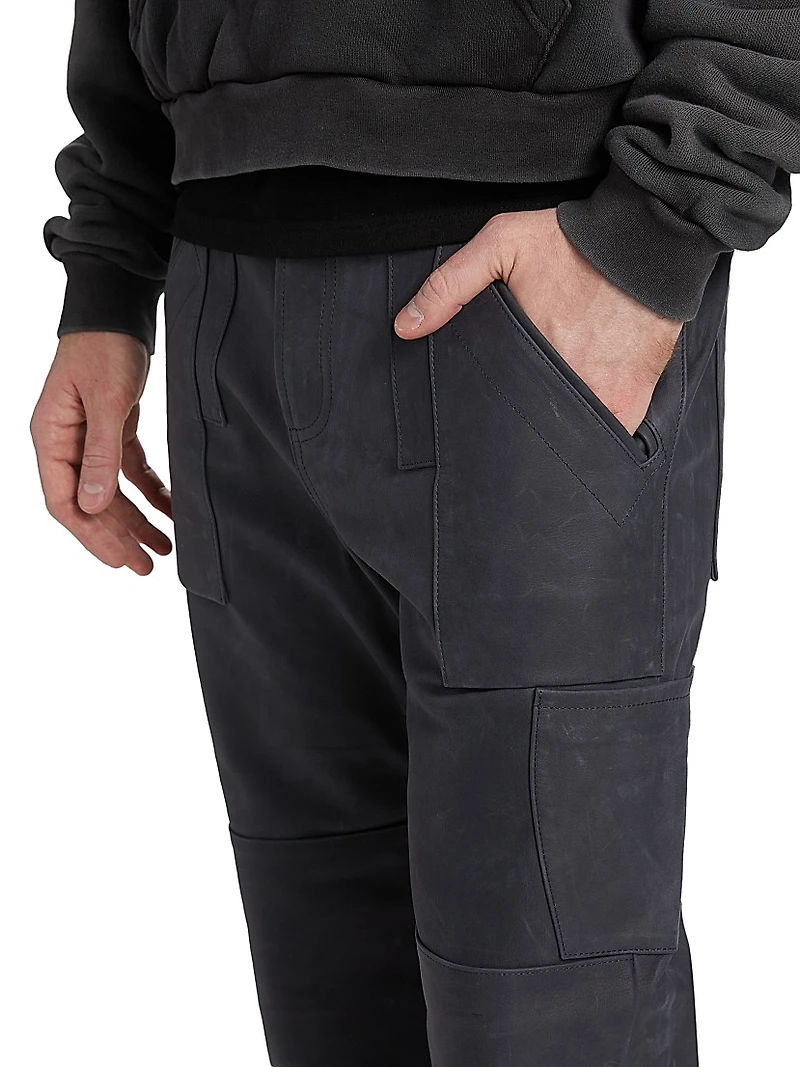 Leather Straight-Fit Utility Pants