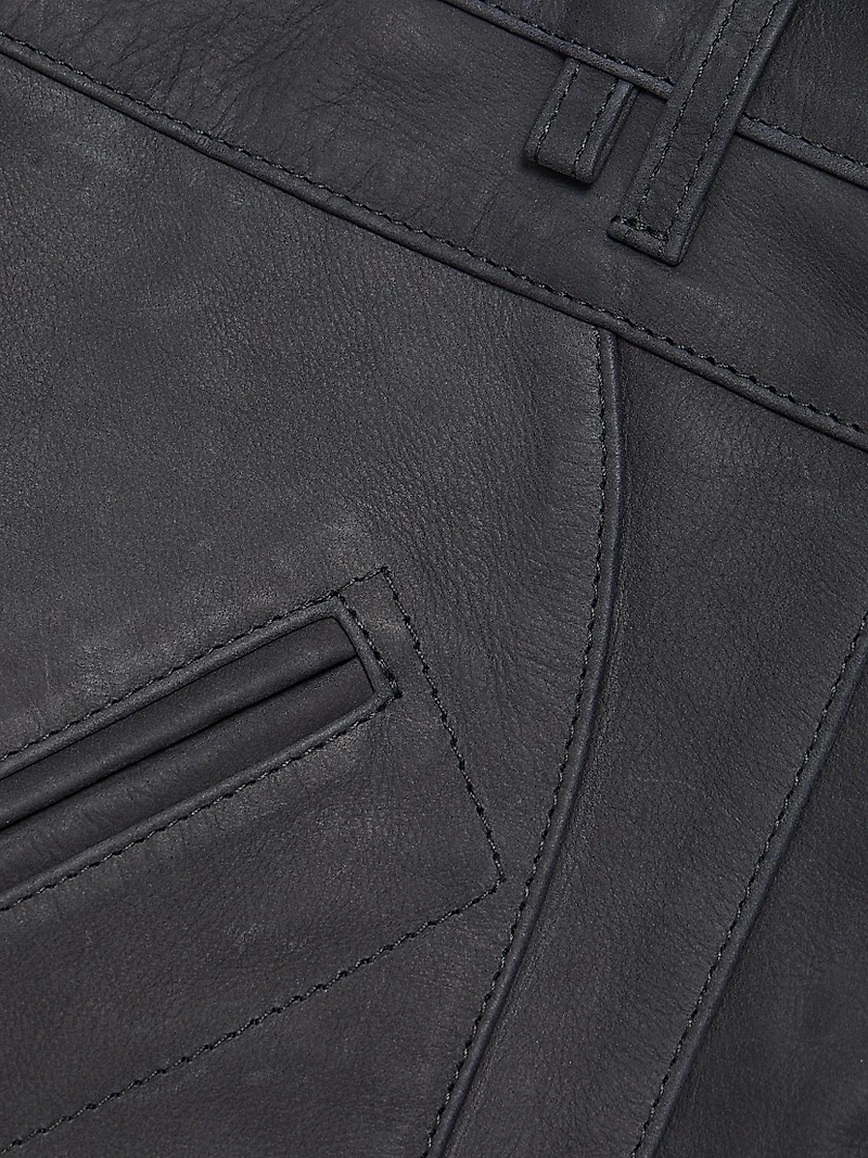 Leather Straight-Fit Utility Pants