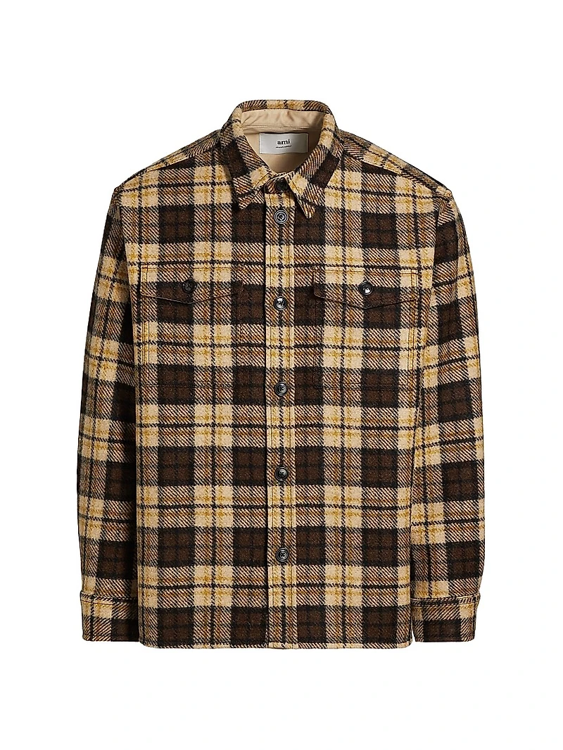 Check Cotton Knit Overshirt