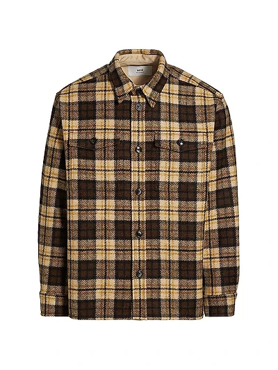 Check Cotton Knit Overshirt