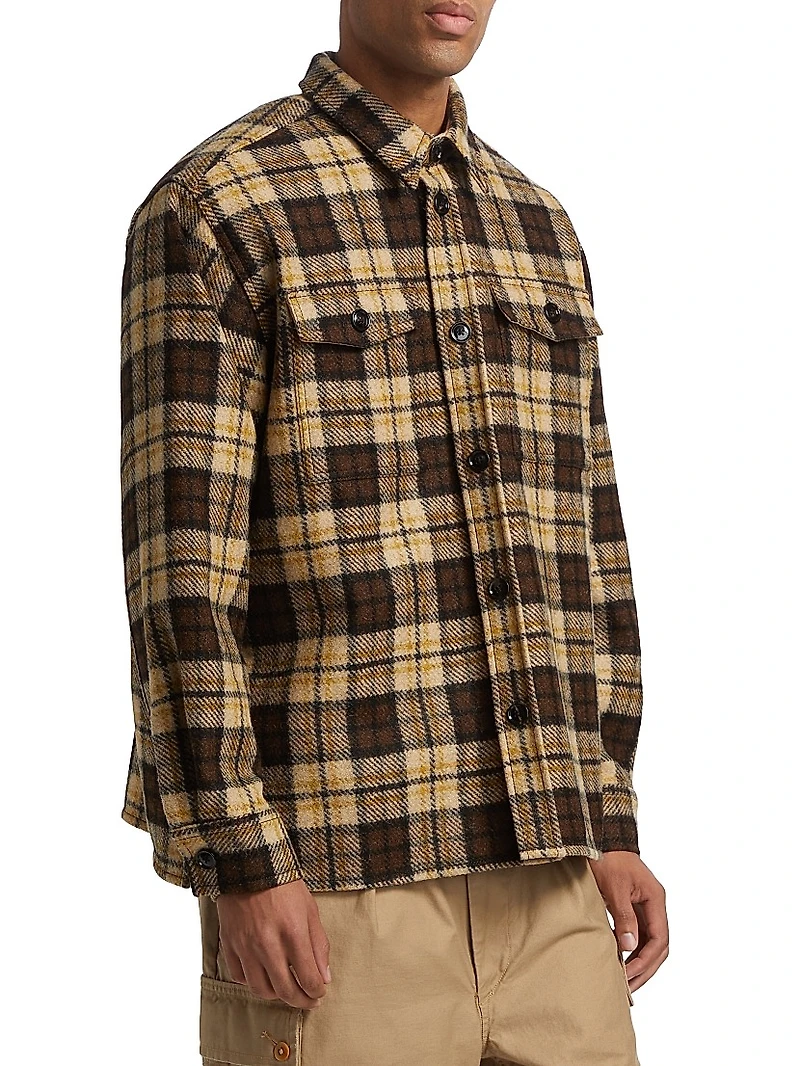 Check Cotton Knit Overshirt