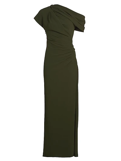 Kally One-Shoulder Draped Midi-Dress