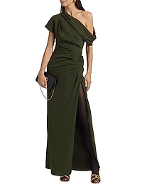 Kally One-Shoulder Draped Midi-Dress