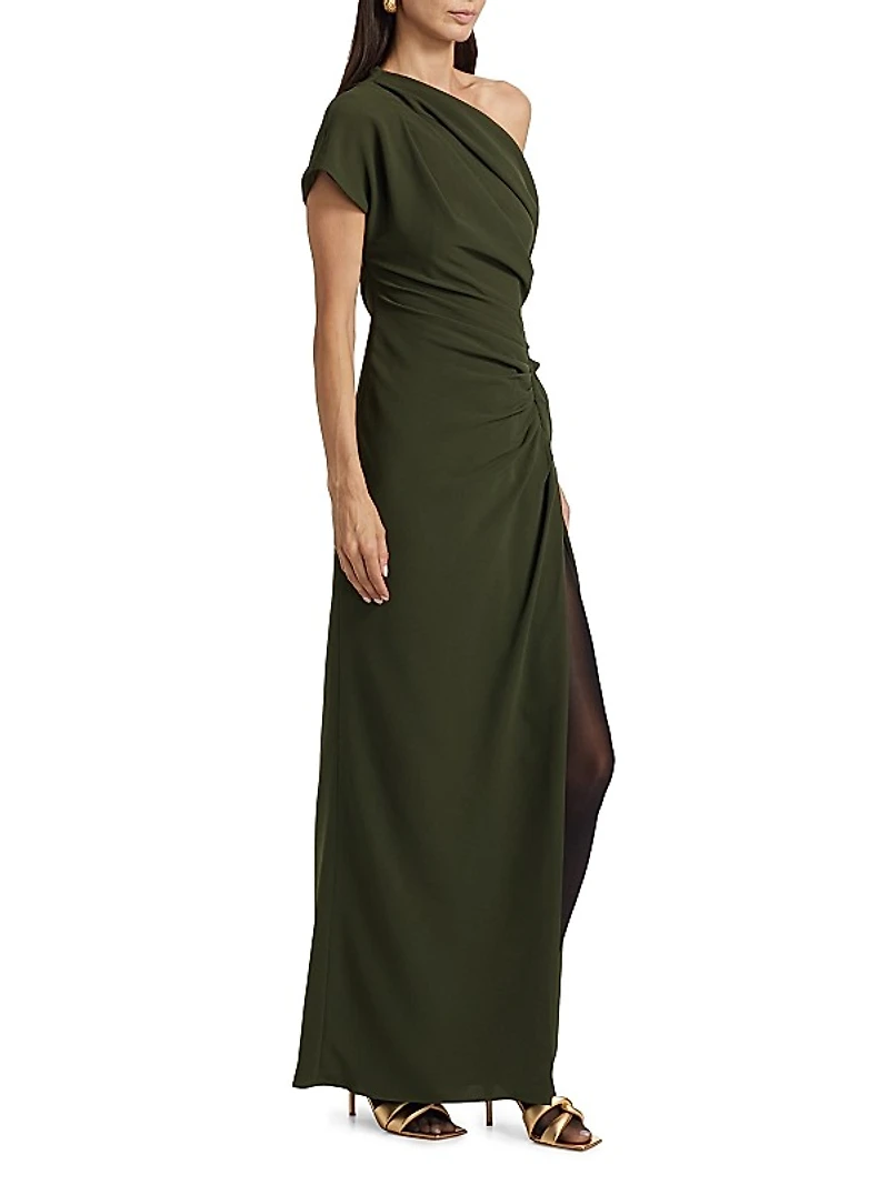 Kally One-Shoulder Draped Midi-Dress