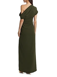 Kally One-Shoulder Draped Midi-Dress